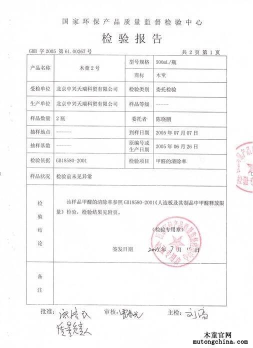 檢測報告內容